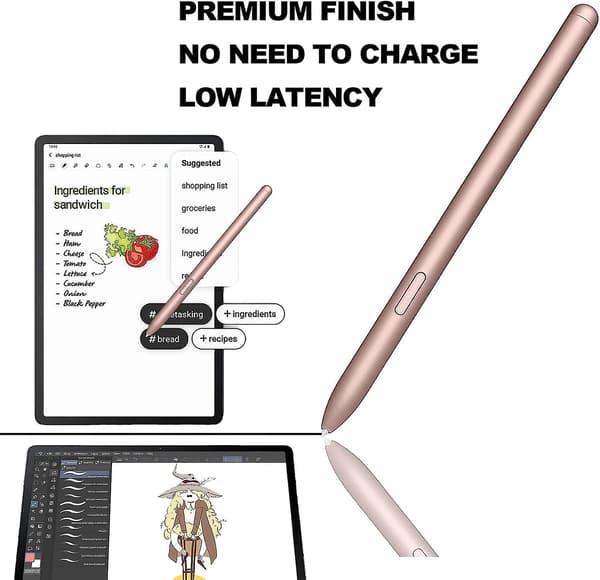 Tab S7 FE Pen erstatning S Pen uten Bluetooth for Samsun