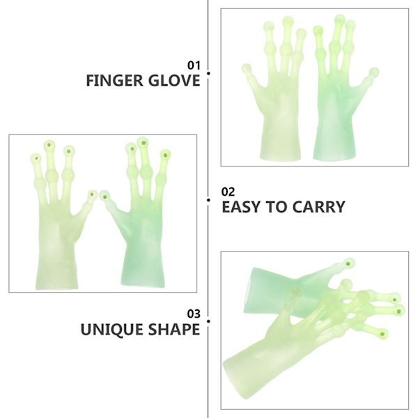 2 stk Morsomme Triks Alien Finger Hansker Dekk Kostyme Rekvisitter For