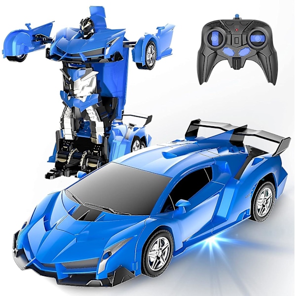 Fjärrstyrd Bil, Transformer Robot RC Bilar för Barnleksaker, 2.4Ghz 1:18 Skala Racingbil med En-Knapp Deformation, 360 Drifting, Jul Födelsedag G
