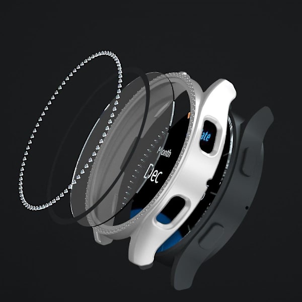 Blingfodral till Samsung Galaxy Watch 5 40mm, hårt PC-kristalldiamantram skyddande fodral + härdat glasskydd