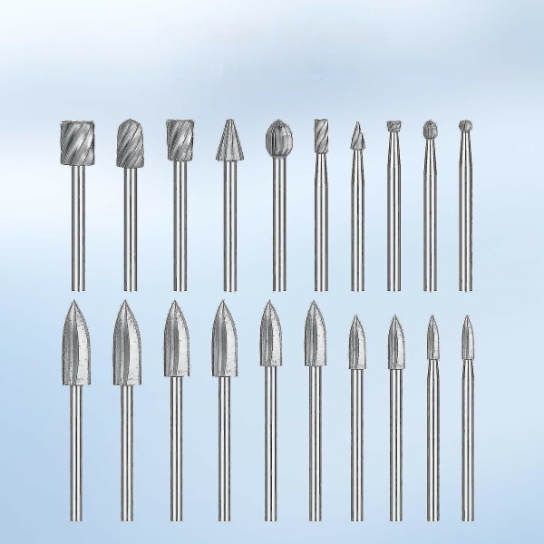 Sett med treskjærings- og graveringsbor, freser for Dremel roterende verktøy