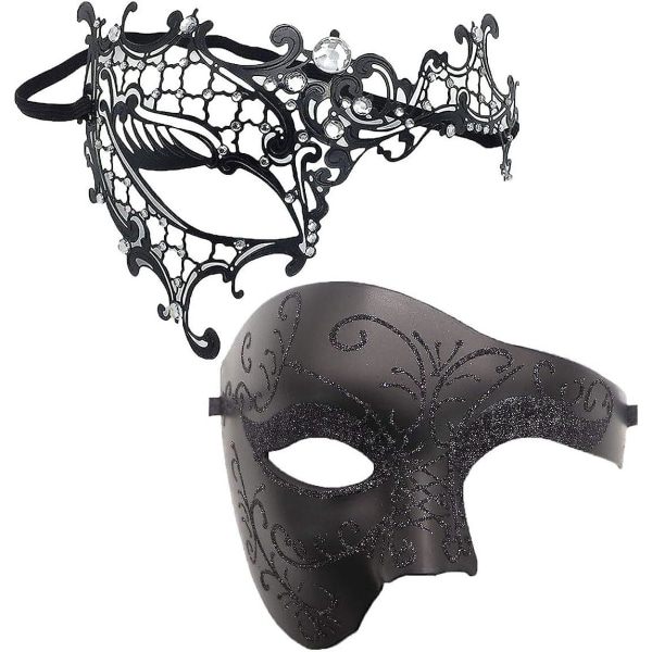 Par Maskerad Masker Metal Venetian Mardi Gras Fest Kvällsbal Kostym