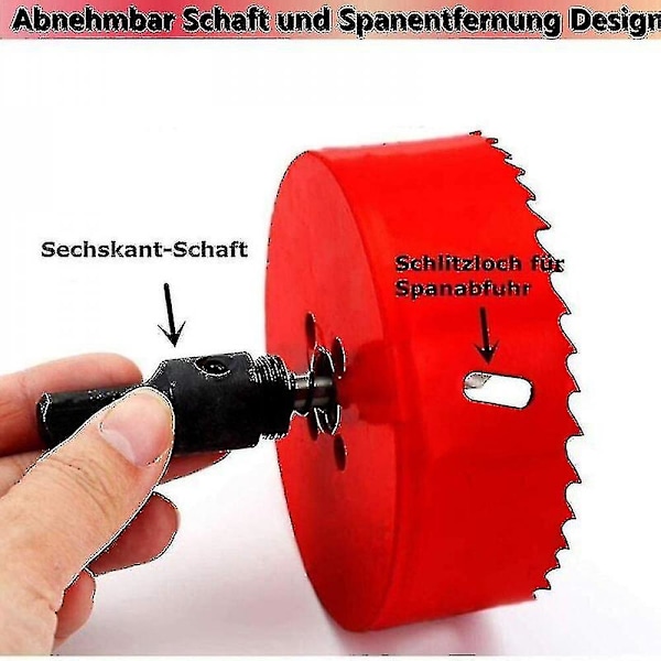 180mm Hullsag, Hss M42 Bi-metall Høyhastighetsstål, Hullkutter Med Hex-skaft Og Bor For Tre