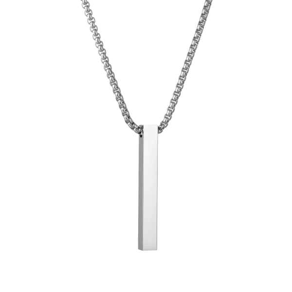 Men Bar Pendant Necklace Stainless Steel Box Chain Pendant Necklace for Men Jewelry