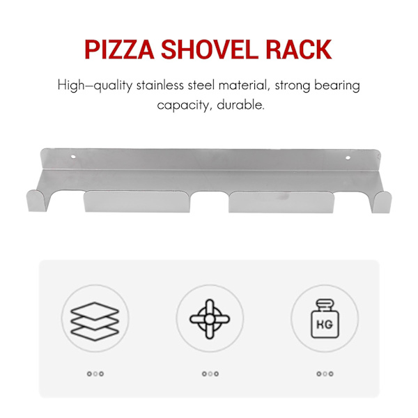 Pizza Shovel Väggställ Borstad Rostfritt Stål Pizza Skal Ställ Väggmonterad Hängare Heavy Duty Pizza