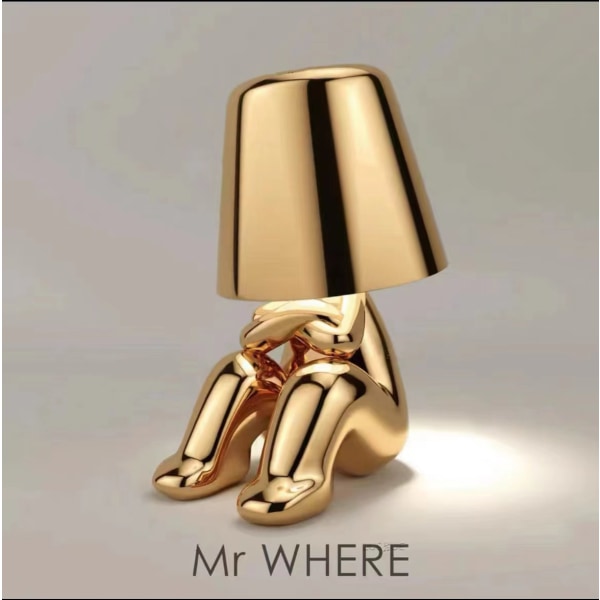 Thinker - Lamp Collection Creative Little Golden Man Stue Bordlampe Home Decor Gift F