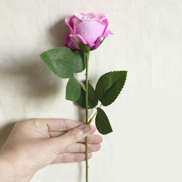 Elegante Kunstige Blomster Rosaceae Rosebukett Mørk Rosa Dekorasjon
