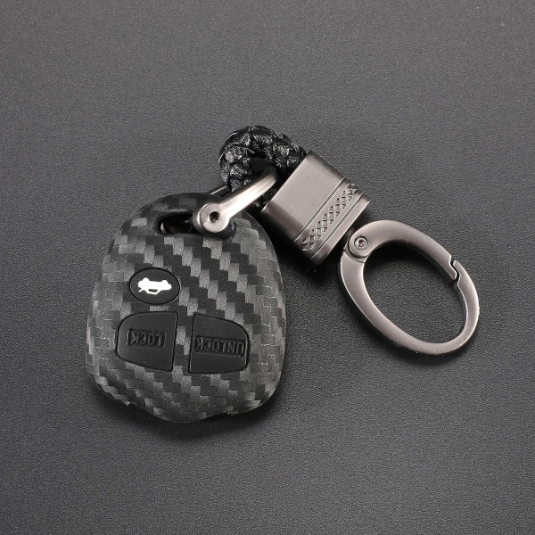 For Mitsubishi Outlander Colt Lancer Grandis Pajero Braid Keychain Car Carbon Silicone Key Case Cover Protect