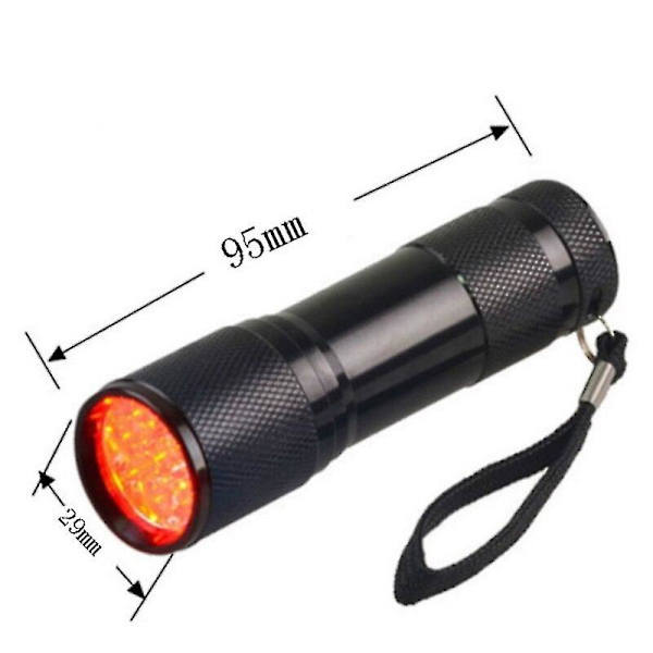 Mini lommelygte med rødt lys - 9 LED - 670 Nm - Kraftig lommelygte til jagt