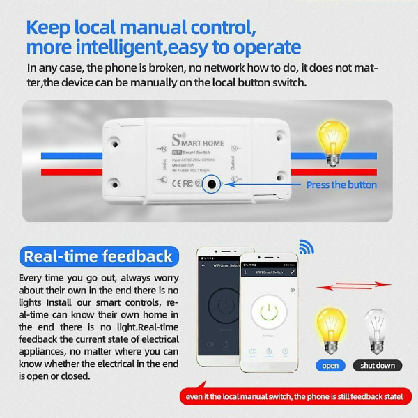 Wifi Smart Switch Plast App Fjärrkontroll Brytare