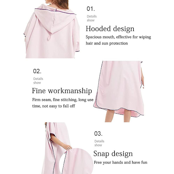 Ombyte Robe Handduk Poncho Med Huva Snabbtorkande Lätt Omklädning Handduk Extra