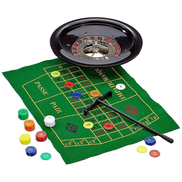 Roulette Set 27cm - Set Med Roulette Wheel Filt Rake And Balls - Kasinospel