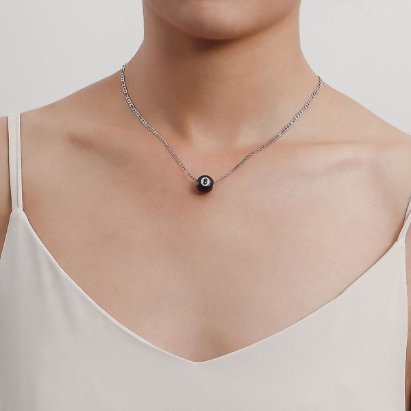 Svart 8-ball henger choker lykkehalskjeder punk kul halskjede unisex smykker