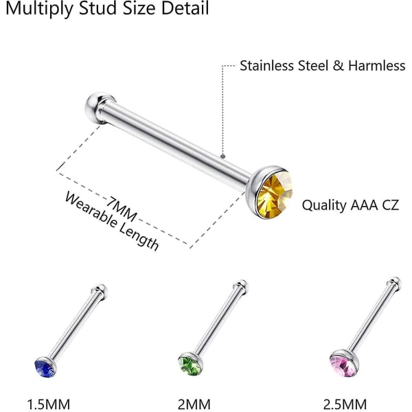 3 sæt 160 stk næseringe og studs, kirurgisk rustfrit stål studs ring hoop, ideel gave til kone eller daglig brug