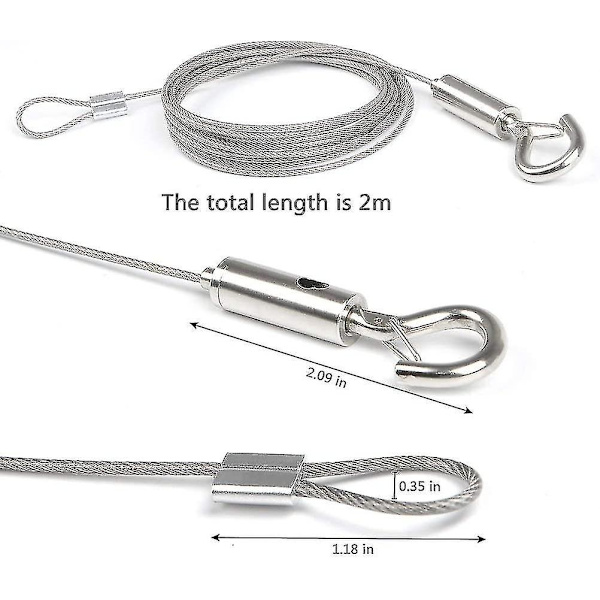 2m Justerbar Billedophængstråd 1,5mm Med Løkke Og Krog Heavy Duty Rustfrit