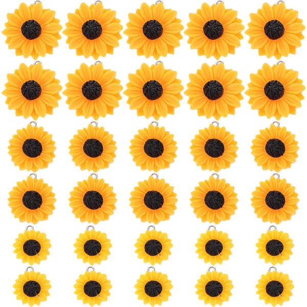 30pcs Flower Charms Resin Pendants Mini Sunflower Beads Sunflower Charms For Jewlery Making