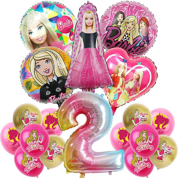 Barbie-syntymäpäiväjuhlien koristelu alumiinifolio ilmapallo lapsille tytöille tapahtumatarvikkeet tausta kertakäyttöiset pöytäastiat banneri lahjapussi Balloon Set 2 -18pcs