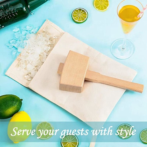 2 stk. Bag Canvas Ice Bag Gjenbrukbar Canvas Bag Tre Hammer Mallet For Bartender Bar Tilbehør
