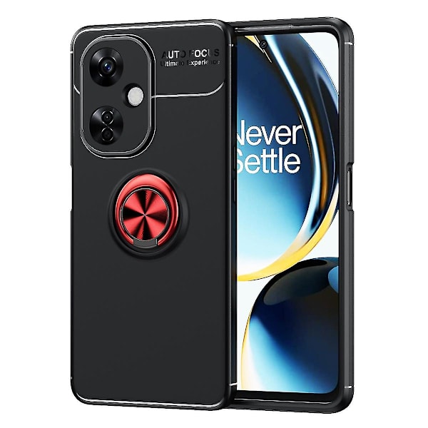OnePlus Nord CE 3 Lite 5g / Nord N30 5g Tpu-puhelinkotelo, jossa jalusta ja putoamissuoja, rengaskiinnikkeellä Black   Red
