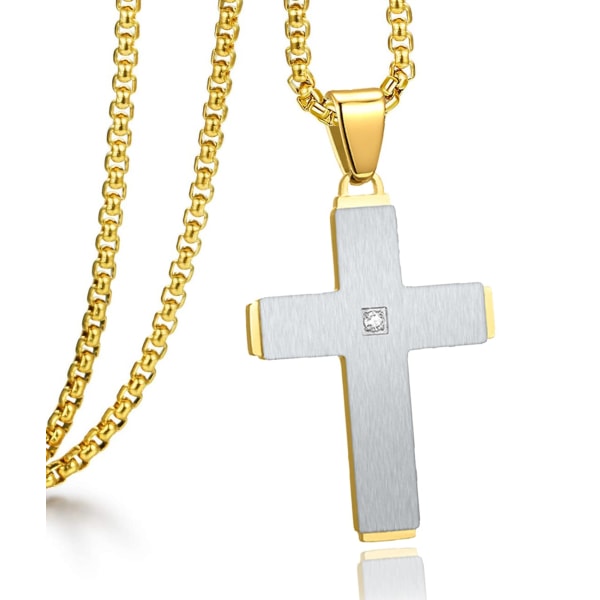 Cross halskæde rustfrit stål religiøse kors smykker til mænd kæde guld sort tilgængelig | Fyndiq
