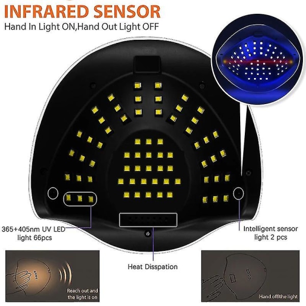66leds UV LED-nagellampa för torkning av nagelgelpoleringstork Manikyr Salong 66 LEDs UK Plug