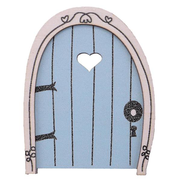 Elf Fairy Door Fairy Door Trä Fairy Door Trä Dekorationer Elf Dörr Fönster Dörr Hem Konst -blå