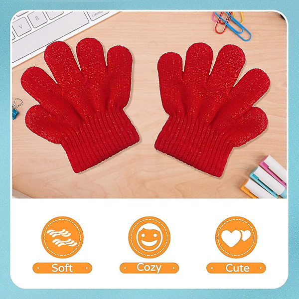 Baby Knit Varm Vinter Fingerhandskar (1 Par, Röd)