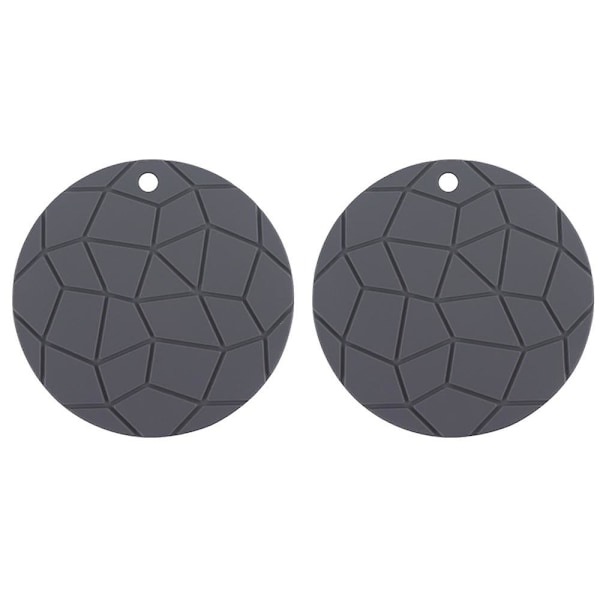 Geometriset harmaat silikonialuset, pyöreät aluslautaset, kuumat alustat, 2 pakkausta