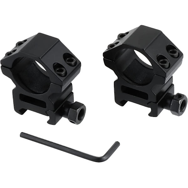 Lavprofil kikkertsigteringe - 25,4 mm adaptermonteringsringe med 20 mm Weaver/picatinny-skinne