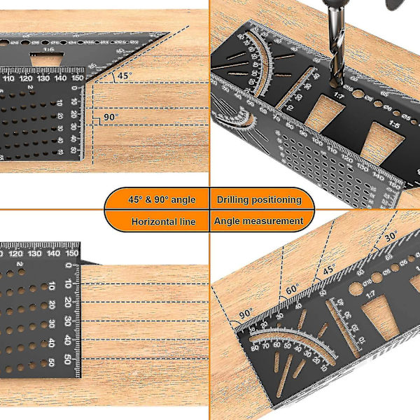 3D Gehrungsvinkel Aluminiumlegering Multifunktions-Messwerkzeug