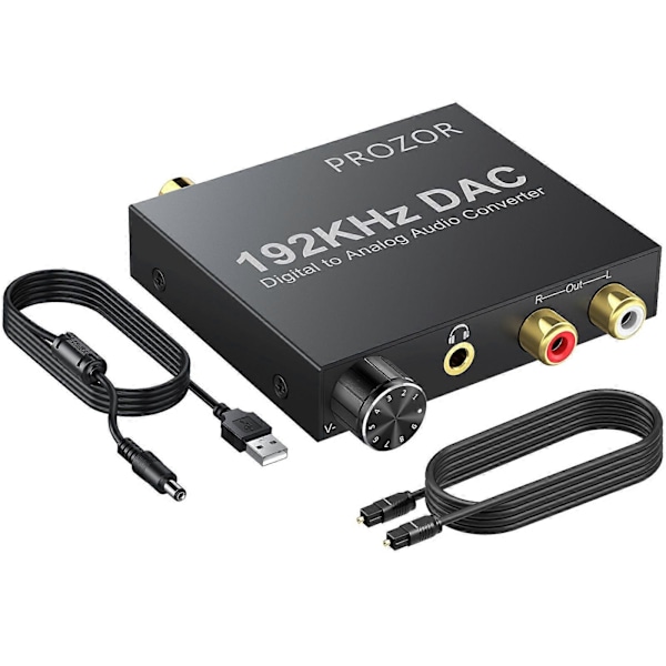 PROZOR 192kHz Digitaalinen-Analogiseksi Muunnin DAC Äänenvoimakkuuden Säädöllä, 3.5mm Liitin Analogiseen Stereo RCA:han, SPDIF, Toslink, Metallinen Kannettava