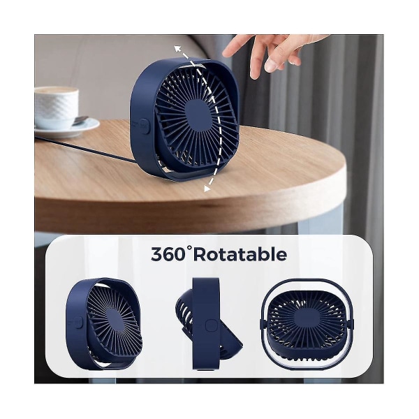 4 tommer usb skrivebordsventilator 3 hastigheder bærbar bordventilator Lille køleventilator 360 roterbar Silent Desktop Fan