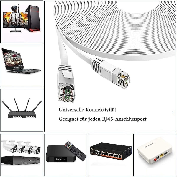 20m - Cat 6 Ethernet Kabel - Flach Rj45 Netzwerkkabel - 1000 Mbit/s Geschwindigkeit - Gigabit Lan Kabel - Flachbroad Internet Patchkabel Fr Pc Ps5 Xb