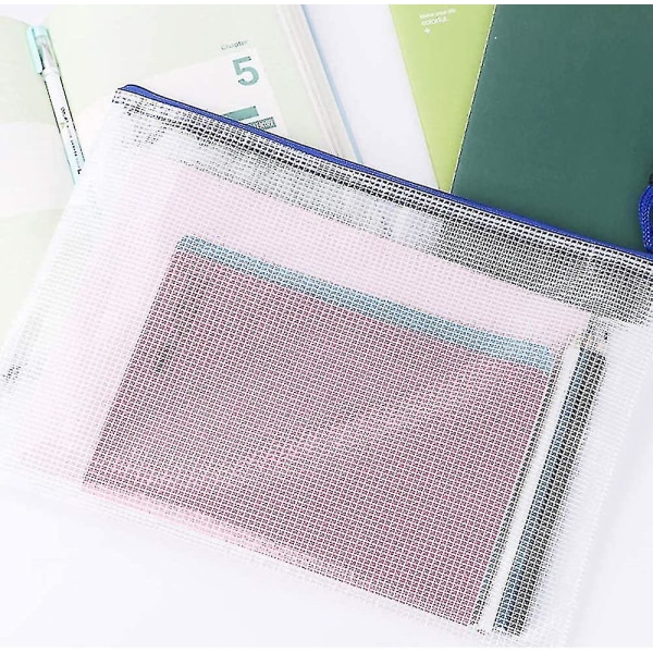 A4 plastik tegnebøger mappe, lynlås poser mesh dokument tegnebog