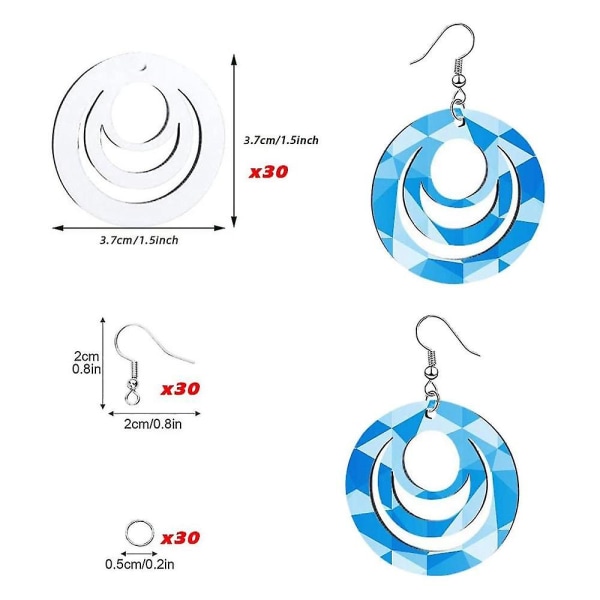 30 stk. Sublimering Øreringe Varmeoverførsel Sublimering Print Wire Øreringe Til Diy Smykkefremstilling Cra