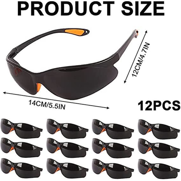 Sorte 12 Sikkerhedsbriller Sikkerhedsbriller Arbejdsbriller Beskyttelsesbriller, Sikkerhedsbriller med klare linser, Ridsefast, Anti-dug & Anti-uv