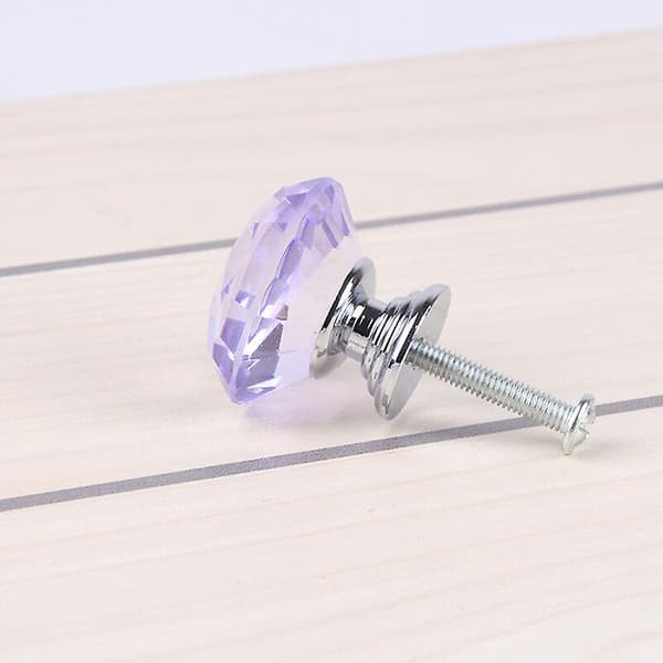 10 stk 30mm Glass Cupboard Knobs Crystal Diamond Shape Pull Handle For Drawers Dresser Cabinet Cupboard Kitchen, lilla