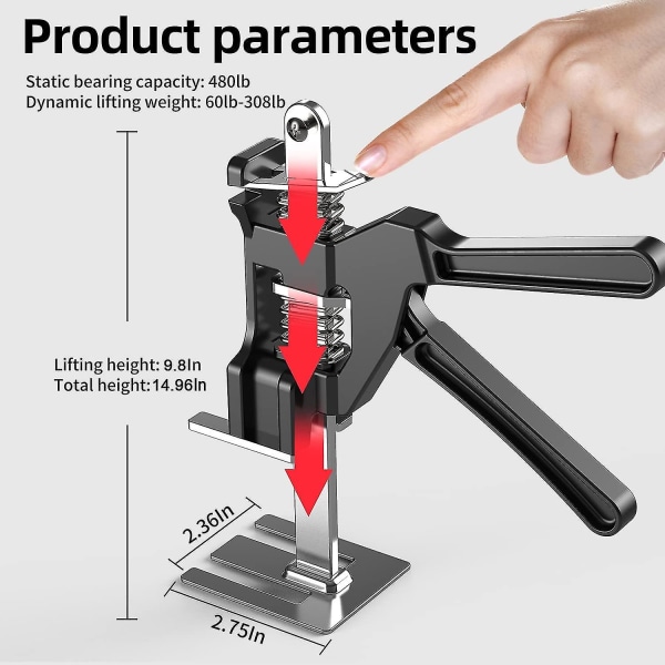 Arbetsbesparande Armjack 2-pack, Dörrpanel Lyftningsskåpsjack, Upp till 290 Lb, Skivlyftare, Väggkakelhöjdsjusterare