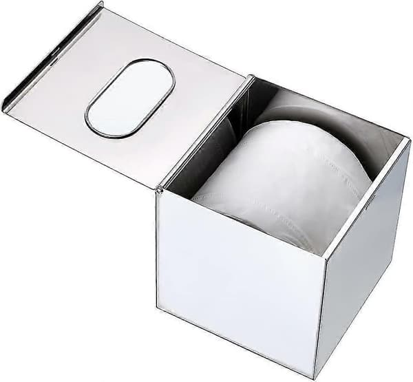 Vävnadsask i rostfritt stål, silver, för badrum och vardagsrum