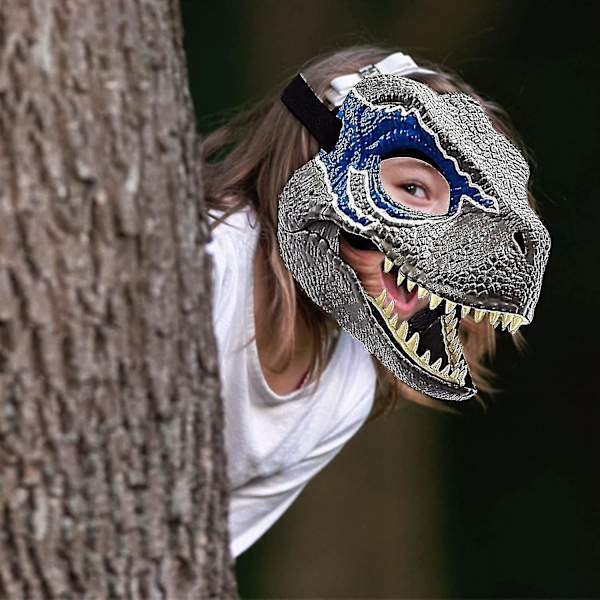Yaju Dinosaurinaamio Jurassic World Raptor Dinosaur Accessories Dino Cosplay Tarvikkeet Festivaali Karnevaali Lahjat (1 kpl, sininen)