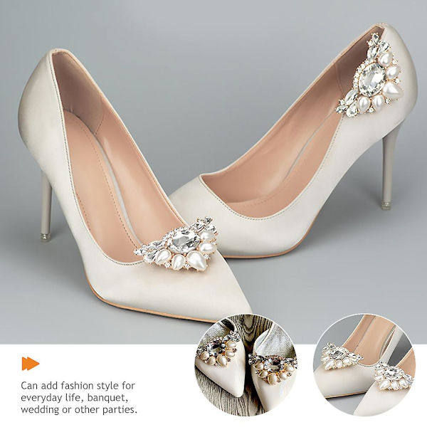 1 par sko klips bryllup høye hæler rhinestone klips brud sko klips dekorasjoner