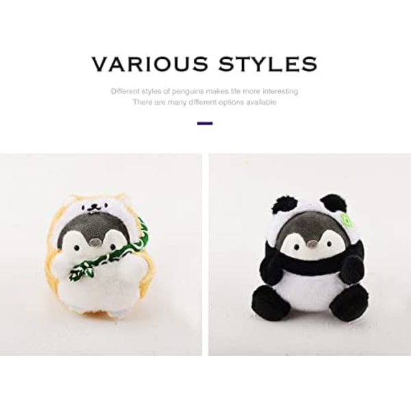 Plys Nøgleringe Kawaii Nøglering Små Plysdyr, Panda Pingvin, Søde Nøgleringe til Rygsække, Kawaii Dyr. (Sort-Panda Pingvin)