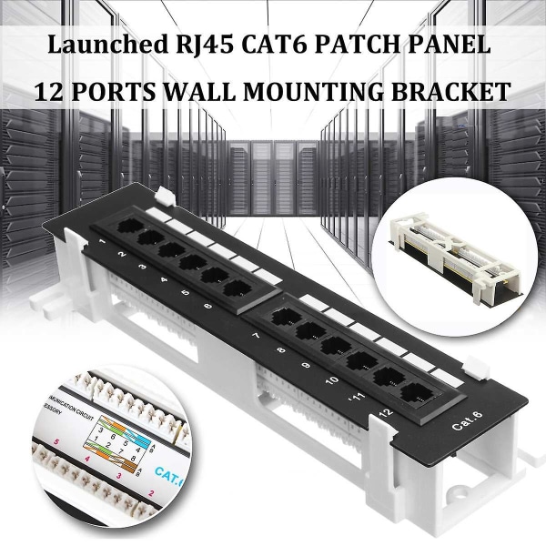 Netværksværktøjssæt 12 porte Cat6 patchpanel Rj45 netværksvægmontering rack med overfladevægmontering B