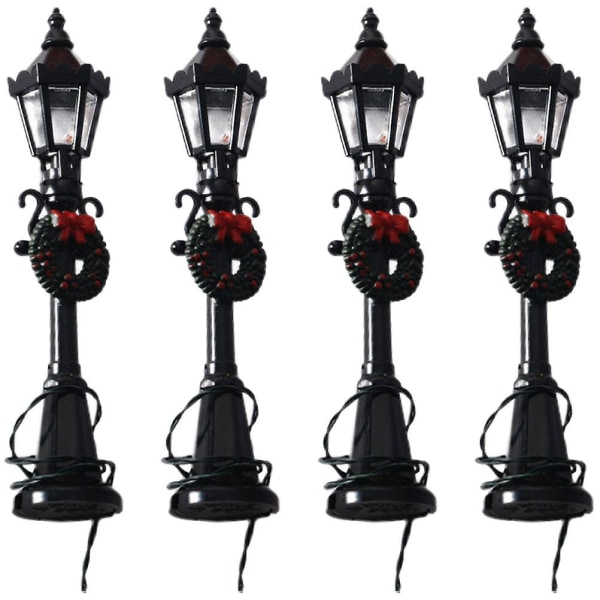 4 Pcs Model Trains Mini Christmas Village Accessories Christmas Small Street Lamp Christmas Village Light Post