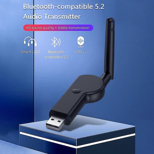 Usb Bluetooth 5.2 Adapter Bluetooth-kompatibel 5.2 Usb Sändare 3.5mm Extern Antenn Dator
