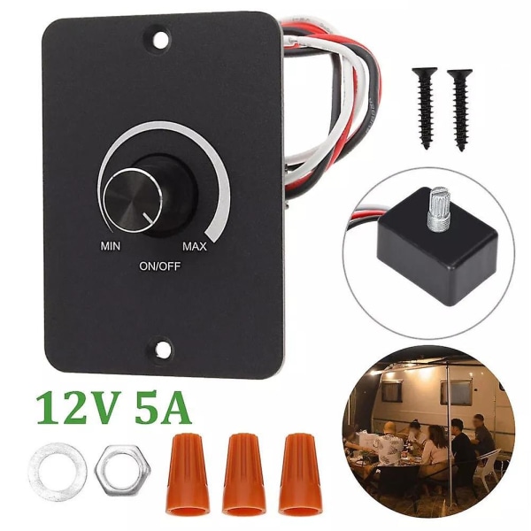 For Campervan Motorhome Bil 12V 5A PWM Mini Dimmerbryter LED Dimmerbryter