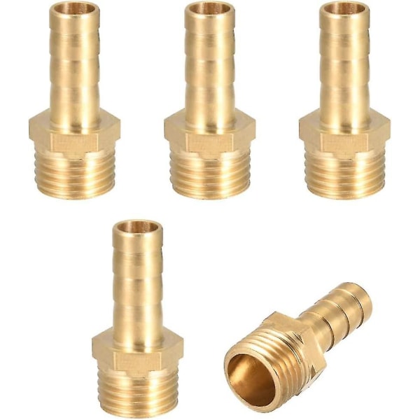 Brass Barb Hose Fitting Connector Adapter 8mm Barbed X 1/4" G Male 5pc