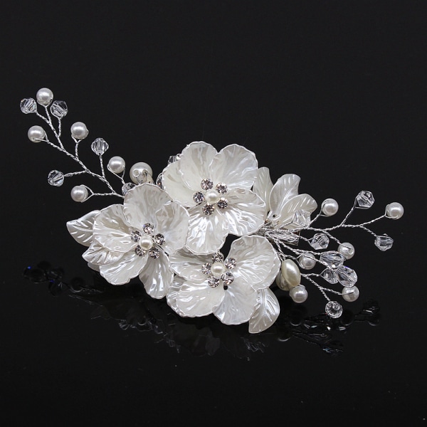 Crystal Pearl Flower -hiusneula Elegant White Flower -hiustarvikkeet Cli