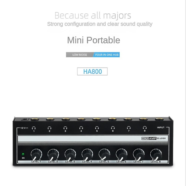Ha800 Ultra - 8-kanals hörlursförstärkare för stereo-mikroförstärkare för musik mixer inspelning EU P