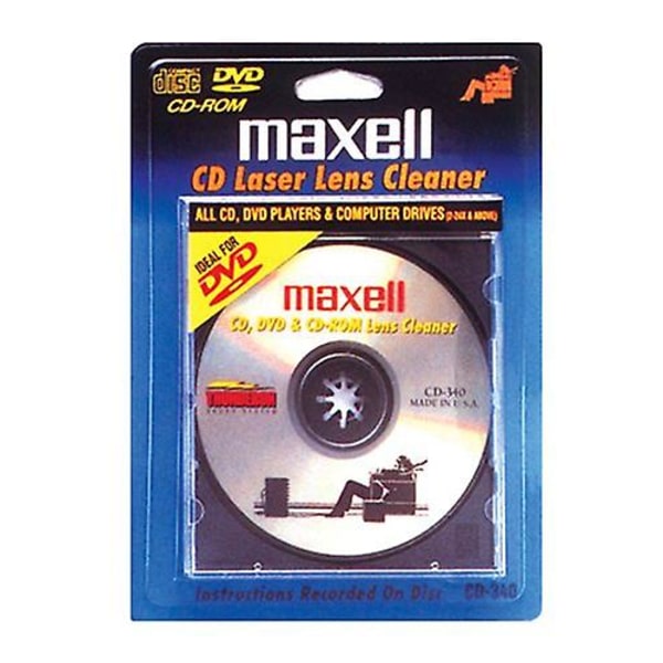 Maxell 190048 CD-340 Laser-linssipuhdistin - Kompaktilevyille, DVD-levyille - Pelikonsoleille  [PUHDISTUSAINEET] USA:n tuonti